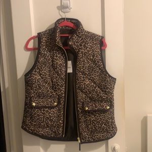 J. Crew Factory Leopard Puffer Vest